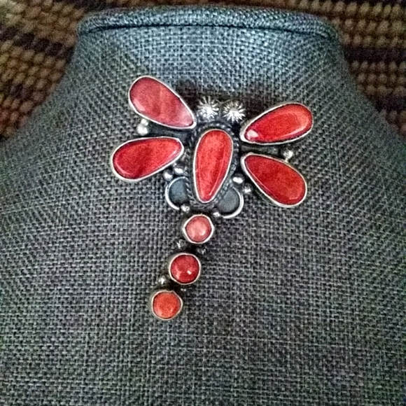 Native American Navajo Spiny Oyster Shell Pin - Picture 2 of 6